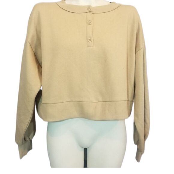 BP Tan Cropped Sweatshirt Size Medium - Picture 1 of 5